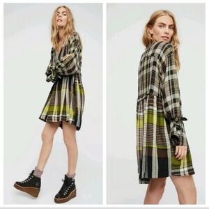 Free People Falling Stars Plaid Dress Size Small